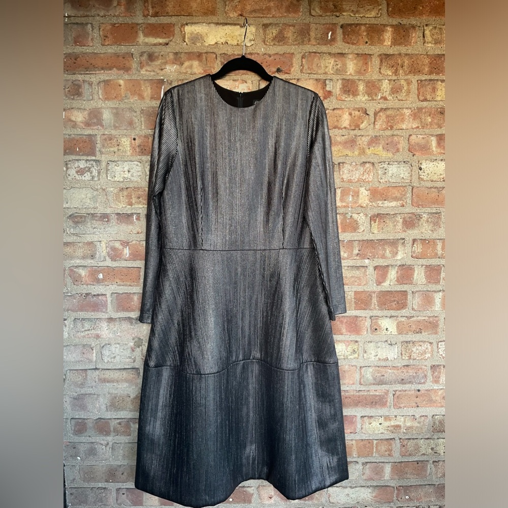 Legally Red Metallic Silver High-Neck Swing Dress🖤